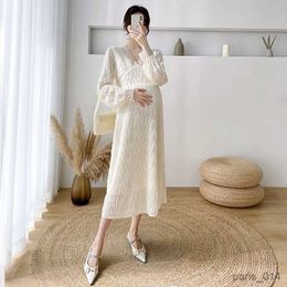 Maternity Dresses Moms Slim Maternity Dress Autumn Elegant Lace Pregnancy clothes Dress for Pregnant Women Lace Long Sleeve Spring Hot