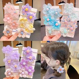 Hair Accessories 10pcs/set Chilren Girls Ponytail Holder Colourful Flower Band Soft Scrunchies Rubber Kids Headdress