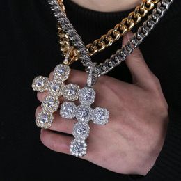 New zircon 92mm high and super large cross solid pendant retro hip hop Big Button Necklace Jewelry272R