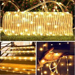 LED Strings Party Christmas Decoration 2023 Outdoor Street Garland Winter Festoon Led Tube Rope String Light Plug-Operated 10/20/30/40M New Year HKD230919