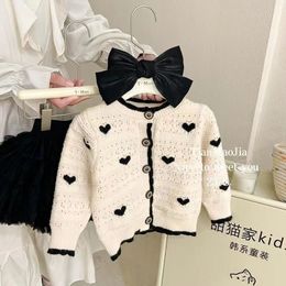 Cardigan Baby Girl Fashion Love Knitted Sweaters Cardigan Embroidery Girl Kids Spring Autumn Clothing Children Birthday Jackets 230919