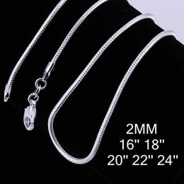 Epack 10pcs 925 sterling silver plated fashion 2mm snake chain necklace for pendant or dangles jewelry264s