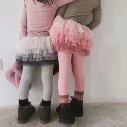 Trousers 2 3 4 5 6yrs Baby Girl Princess Legging With cake Tutu Skirt Pants Child Culottes Mesh Patchwork Spring Autumn Small Kid Clothes 230918