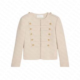 23 FW Women Designer Coats Jacket Wool Tweed Blouson Jacket With Letter Buttons Vintage Designer Coat Girls Milan Runway Designer Tops Crew Neck Short Outwear Blazer