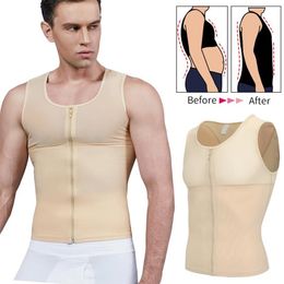 Mens Tummy Control Shapewear Waist Trainer Chest Abs Slim Vest Male Corset Slimming Body Shaper Gynecomastia Compression Shirts186m