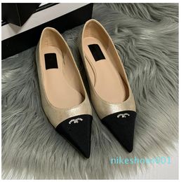 Mouth Dress Shoes Luxury Designer Pointed Rhinestone Buckle Women Shoe Genuine Leather Soft Sole Classic Colour Matching Ladies Single schuhe