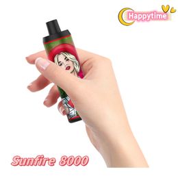 Fashion Sunfire 8000 Puffs DTL Disposable Vape Pen 18ml Prefilled 600mAh USB Recharge Adjustable Airflow Electronic Cigarette Device 0% 2% 3% 5% Factory Direct