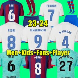 Soccer Jersey 2022/23, Customised Football Shirt Men & Kids, Home Uniform Kit with Shorts for Lewandowski, Pedri, Ferran, Araujo, Christensen, Dembele, Memphis,