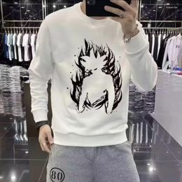 Men's Hoodies Hip Hop Streetwear Knitted Sweater Portrait Print Pullover Autumn Harajuku Cotton