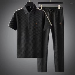 Men's Tracksuits High Quality Business Casual Summer 2 Piece Set Polo Shirts Pants Mens Sports Suit Fashion Short Sleeve Tracksuit