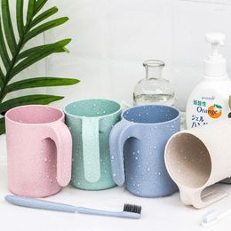 Tumblers Toothbrush Cup Bathroom Portable Holder Drinkware Tools 330ml Wheat Straw Mouthwash Brushing Plastic