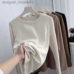 Women's Thermal Underwear Thick Fleece Thermal Underwear for Women Winter Warm T Shirt Thermo Lingerie Korean Elastic Soft Long Sleeve Undershirt Pullover L230919