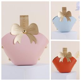 Gift Wrap 20pcs Creative Leather Gifts Bag With Bow Christmas Candy Packaging Box Mini Handbag Wedding Favours And For Party Supplies