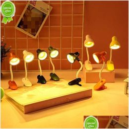 Decorative Objects Figurines Adjustable Portable Desk Lamp Home Office Small Bookshelf Night Lightdesk Led Battery Powered Reading Dhflq
