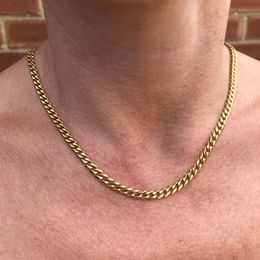 5mm Miami Cuban Link Chain Necklace Men Gold Chains Stainless Steel Choker Mens Necklace Hip Hop Jewellery Gift 252M