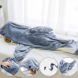 Pyjamas Shark Sleeping Bag Tail Wearable Fleece Throw Blanket Adult Cosplay Costume Gifts for Lovers 230918