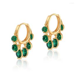 Hoop Earrings Minar Statement Multicolor CZ Cubic Zirconia Tassel 18K Real Gold Plated Brass Earring For Women Daily Jewellery