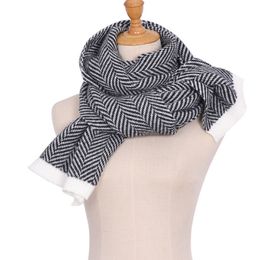 Scarves 2023luxury Designer Scarf Herringbone Women s Winter Warm Thickened Acrylic Knitted Plaid Couple Neck Shawl 230919