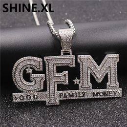 Hip Hop Iced Out God Family Money Pendant Necklace Cubic Zircon Gold Silver Plated with Rope Chain270J