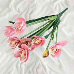 Decorative Flowers Eye-catching Artificial Flower Non-fading Scene Layout Beautiful Home Party Fake Attractive Cymbidium