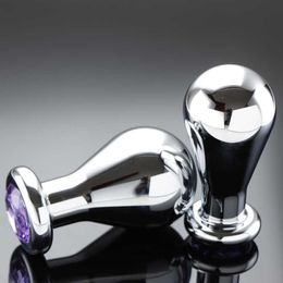 Toy Massager Huge Crystal Butt G-spot Massage Metal Stainless Smooth Adults for Women Buttplug Plug Anal Expansion