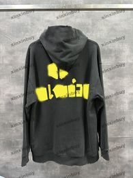 xinxinbuy Men designer Hoodie Sweatshirt 24ss destroyed paris letter print Label long sleeve women Black M-3XL