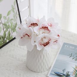 Decorative Flowers DIA 10CM 6 Cymbidium Fake Artificial Living Room Home Decoration Restaurant Tabletop