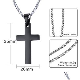 Pendant Necklaces 316L Stainless Steel Cross Men S Relin Faith Titanium Crucifix Charm Link Chain For Women Fashion Jewellery Drop Deliv Dh3Hk