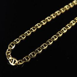 Men's 10K Solid Yellow Gold 2 5MM Flat Mariner Link Style Chain 16-24 Inches297N