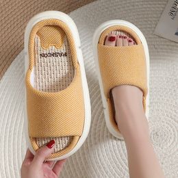 Slippers Couples Home Linen Women Indoor Soft Comfortable Bedroom Slides Men Leisure Non Slip House Shoes Platform Cotton Flats 230919