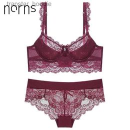 Bras Sets Norns women Thin sexy lace bralette set underwear push up lingerie femme sexy bra and lace plus size lingerie set Y200115 L230919