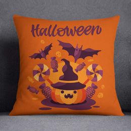 CushionDecorative Pillow Happy Halloween Pumpkin Cushion Cover Printing Witch Hat Case Ghost Castle Home Decor Funda 45 45cm 230919