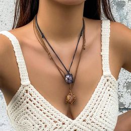 Pendant Necklaces Long Rope Chians With Natural Stone Necklace For Women Boho Trendy Accessories On Neck 2023 Fashion Jewelry Female Gifts