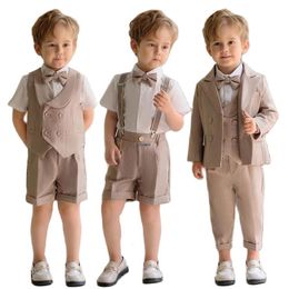 Suits Flower Boys Summer Luxurious Birthday Dress Baby Kids Beaufitul Pograph Suit Children Formal Wedding Performance Tuxedo Wear 230918