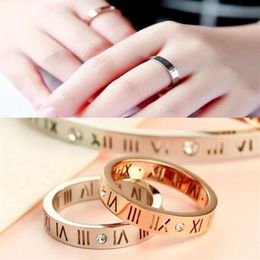 316L Stainless Steel fashion Jewelry love rings for woman man lover rings 18K Gold-color and rose Jewelry Bijoux Valentine's 194w