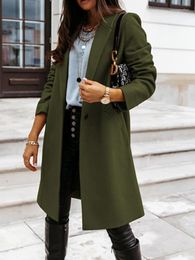 Women's Trench Coats Coat Long Quilted Pocket Black Army Green Sky Blue Brown Apricot Casual Street Fall Single Breasted Turndown Regular