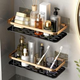 Hooks Wall-mounted Bathroom Shelf Shampoo Shower Storage Rack Holder Toilet Organiser With Hook