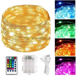 LED Strings Party 39Ft 120 LEDs Copper Wire String Lights Outdoor Garland Fairy Light Remote Waterproof Decoration Light for Wedding Party Bedroom HKD230919