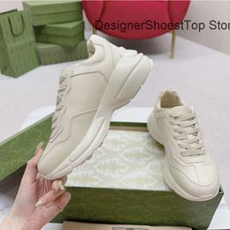 luxury High Quality Designer Platform Leather Shoes Flatform Casual Sneaker Vintage Dad Trainer For Men Women Chunky Sole Rhyton Sneakers