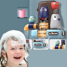 Bath Toys Baby Bath Toys DIY Marble Race Run Assembling Track Bathroom Bathtub Kids Play Water Spray Toy Set Stacking Toys For Children 230919