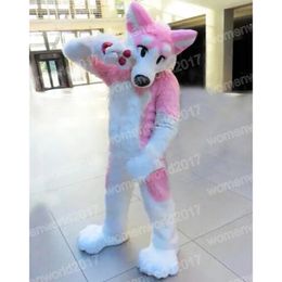 Halloween Pink Husky Mascot Costume Top Quality Cartoon Character Outfits Suit Unisex Adults Outfit Birthday Christmas Carnival Fancy Dress