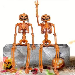 Halloween Toys Pumpkin Skeleton Decorations with Posable Joints Skeletons for Party Haunted House Props 230919