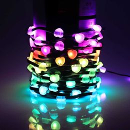 LED String Party USB Noel Peri Işıkları Çiçek Pentagram RGB Festoon LED String Xmas Ağacı Yeni Yıl Dekor Bluetooth Renkli LED Hafif Çelenk HKD230919