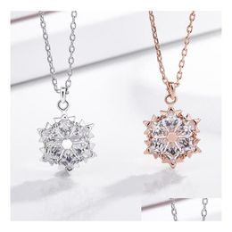 Snowflake Crystal Pendant Necklace Clavicar Chain Collarbone Woman Jewellery Valentines Day Gift Drop Delivery Dhjwt