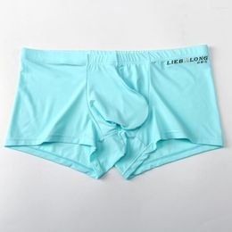 Underpants Men Ice Silk Boxer Briefs Mid-rise Underwear Male Breathable Man Penis Pouch Panties Shorts Knickers