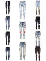 Designer Jeans Mens Denim Embroidery Pants Fashion jean Skinny Ripped hole letter Top Quality Brand Hip Hop Denim Pants