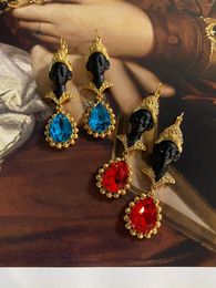Stud Earrings European And American Niche Egyptian Royal Aristocratic Water Drop Zircon Pendant Black Beauty