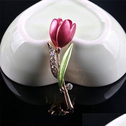 Pins Brooches Update Diamond Flower Tip Brooch Enamel Cor Lapel Pin Fashion Jewellery For Women Drop Delivery Dhutj