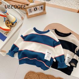 Hoodies Sweatshirts Cotton Striped Spring Autumn Children Boys Casual Pullover Toddler Wear Sport Tops Kids Clothes For 18Y 230919