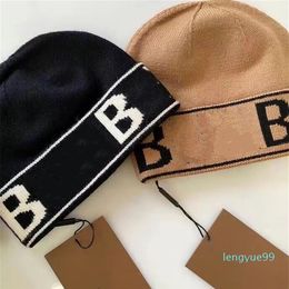 High quality b-letter autumn and winter knitted hat women's and men's small cap without brim fashion designer skeleton w307C